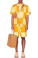 JACQUEMUS La Chemise Banho in Yellow Checks, view 5, click to view large image.