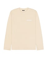 JACQUEMUS Le T-shirt Manches Longues in Light Beige, view 1, click to view large image.