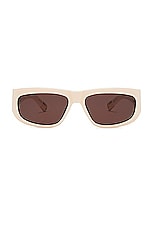 JACQUEMUS Les Lunettes Pilota in Pilota Cream, Yellow Gold, & Brown, view 1, click to view large image.