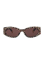 JACQUEMUS Les Lunettes Ovalo in Leopard, Yellow Gold, & Brown, view 1, click to view large image.