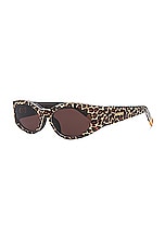 JACQUEMUS Les Lunettes Ovalo in Leopard, Yellow Gold, & Brown, view 2, click to view large image.