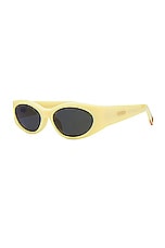 JACQUEMUS Les Lunettes Ovalo in Yellow, Yellow Gold, & Green, view 2, click to view large image.