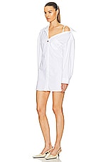 JACQUEMUS La Mini Robe Chemise in White, view 3, click to view large image.