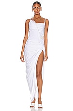 JACQUEMUS La Robe Saudade Longue in White, view 5, click to view large image.
