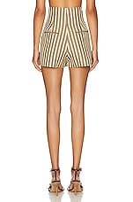 JACQUEMUS Le Short Santon in Beige Brown Stripes, view 3, click to view large image.