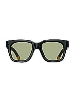 JACQUEMUS Square Sunglasses in Carino Matte Dark Green, Yellow Gold, & Khaki, view 1, click to view large image.