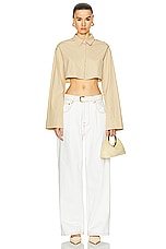 JACQUEMUS Le De Nimes Large in Off White & Tabac, view 4, click to view large image.