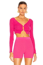 JACQUEMUS Le Cardigan Alzou in Pink, view 1, click to view large image.