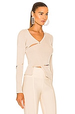 JACQUEMUS Le Cardigan Tordu in Light Beige, view 2, click to view large image.