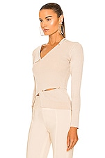 JACQUEMUS Le Cardigan Tordu in Light Beige, view 3, click to view large image.