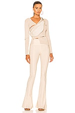 JACQUEMUS Le Cardigan Tordu in Light Beige, view 5, click to view large image.
