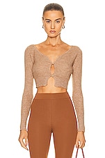 JACQUEMUS Le Cardigan Alzou in Light Brown, view 1, click to view large image.