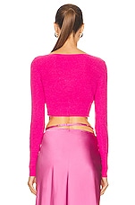 JACQUEMUS Le Cardigan Alzou in Pink, view 3, click to view large image.