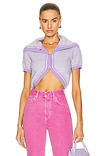 JACQUEMUS Le Cardigan Campana in Light Purple, view 1, click to view large image.