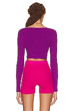 JACQUEMUS Le Cardigan Alzou in Dark Purple, view 3, click to view large image.