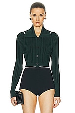 JACQUEMUS Le Cardigan Bela in Dark Green, view 1, click to view large image.