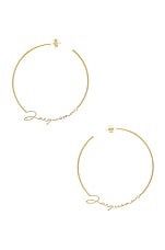 JACQUEMUS Les Creoles Jacquemus Earrings in Gold, view 1, click to view large image.