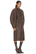 JACQUEMUS Le Manteau Croissant Coat in Dark Brown, view 2, click to view large image.