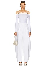 JACQUEMUS Le Pantalon Ovalo in White, view 4, click to view large image.