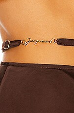 JACQUEMUS La Jupe Notte in Dark Brown, view 6, click to view large image.