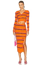 JACQUEMUS La Jupe Maille Concha in Orange, view 6, click to view large image.