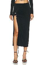JACQUEMUS La Jupe Pareo Croissant Skirt in Black, view 1, click to view large image.