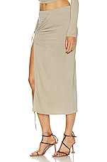 JACQUEMUS La Jupe Pareo Croissant Skirt in Light Khaki, view 3, click to view large image.