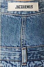 JACQUEMUS La Mini De Nimes Criollo Skirt in Light Blue & Tabac, view 5, click to view large image.