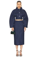 JACQUEMUS La Jupe De Nimes Obra in Navy & Brown, view 5, click to view large image.