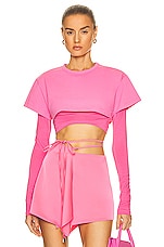 JACQUEMUS Le Double Tshirt in Pink, view 1, click to view large image.