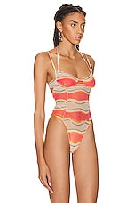 JACQUEMUS Le Body Ilha in Print Pink Waves Strip, view 3, click to view large image.