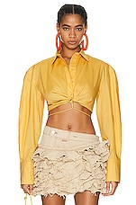 JACQUEMUS Le Chemise Plidao in Light Yellow, view 1, click to view large image.