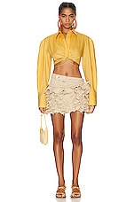 JACQUEMUS Le Chemise Plidao in Light Yellow, view 4, click to view large image.