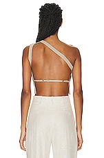 JACQUEMUS La Maille Ascu Top in Light Khaki, view 3, click to view large image.