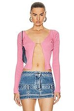 JACQUEMUS La Maille Pralu Longue Top in Pink 2, view 1, click to view large image.