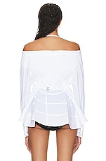 JACQUEMUS La Chemise Peplo Top in White, view 3, click to view large image.