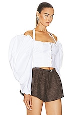 JACQUEMUS Le Haut Taffetas Top in White, view 2, click to view large image.