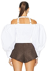 JACQUEMUS Le Haut Taffetas Top in White, view 3, click to view large image.