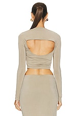 JACQUEMUS Le Haut Peplo Top in Light Khaki, view 4, click to view large image.
