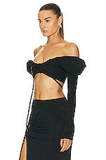 JACQUEMUS Le Haut Spalla Top in Black, view 3, click to view large image.