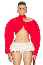 JACQUEMUS La Chemise Galliga Top in Red 1, view 1, click to view large image.