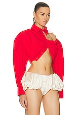 JACQUEMUS La Chemise Galliga Top in Red 1, view 2, click to view large image.
