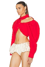 JACQUEMUS La Chemise Galliga Top in Red 1, view 3, click to view large image.