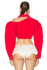 JACQUEMUS La Chemise Galliga Top in Red 1, view 4, click to view large image.