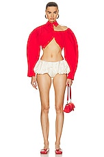 JACQUEMUS La Chemise Galliga Top in Red 1, view 5, click to view large image.