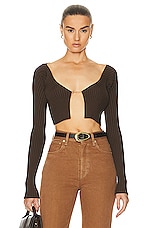 JACQUEMUS La Maille Pralu Top in Dark Brown, view 1, click to view large image.