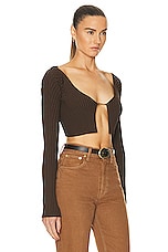 JACQUEMUS La Maille Pralu Top in Dark Brown, view 2, click to view large image.