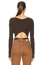 JACQUEMUS La Maille Pralu Top in Dark Brown, view 3, click to view large image.