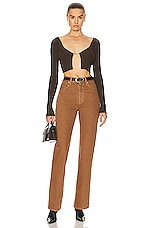 JACQUEMUS La Maille Pralu Top in Dark Brown, view 4, click to view large image.