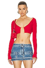 JACQUEMUS La Maille Pralu Top in Red, view 1, click to view large image.